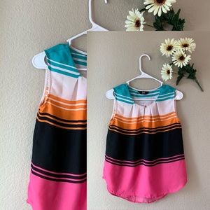 Bright Color-block Striped Sleeveless Summer Top